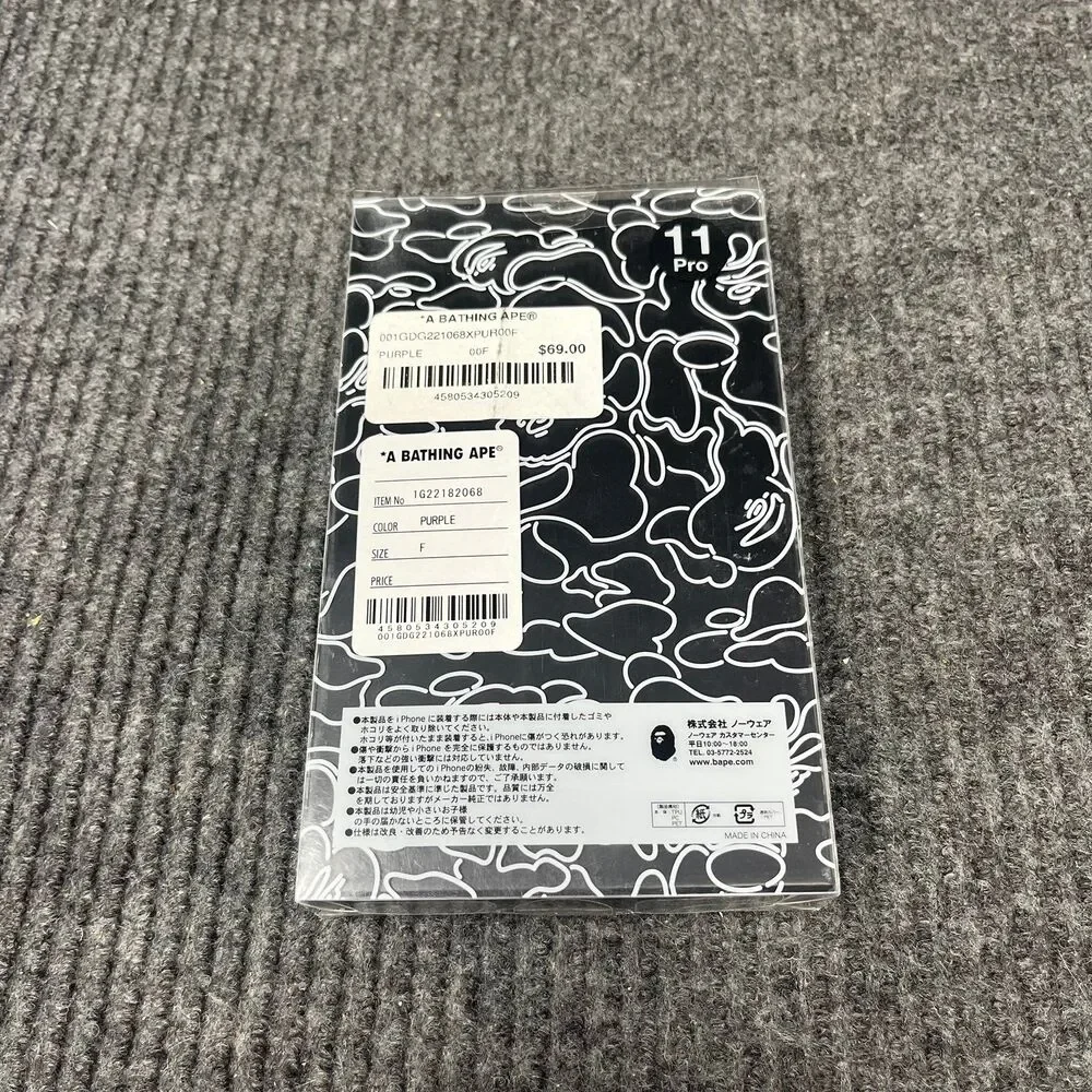 NEW BAPE Store LA iPhone 11 Pro Phone Case A Bathing Ape Camo Purple Yellow Blue